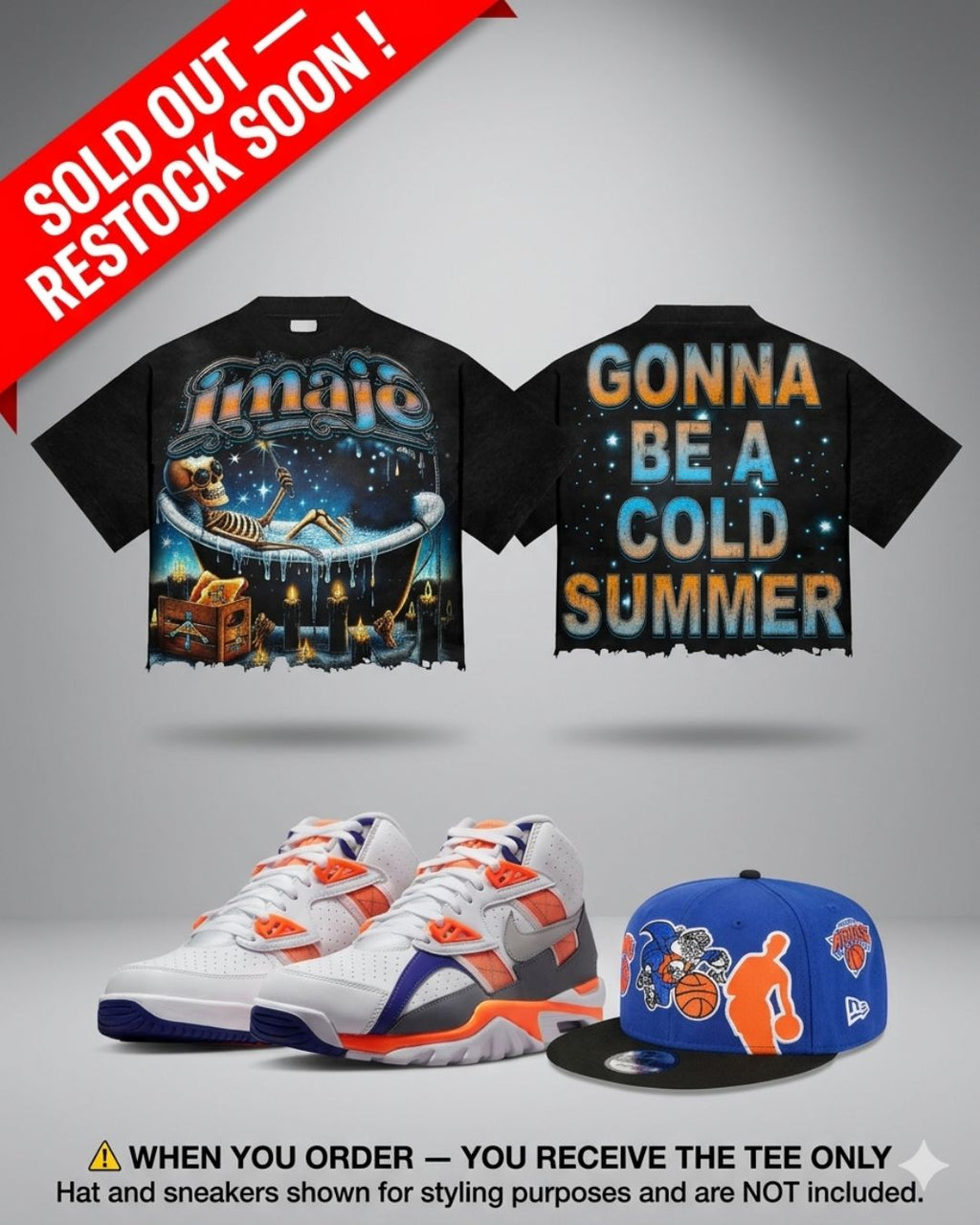 IMAJÉ Authentics Gonna Be A Cold Summer Graphic Crop Tee - Black