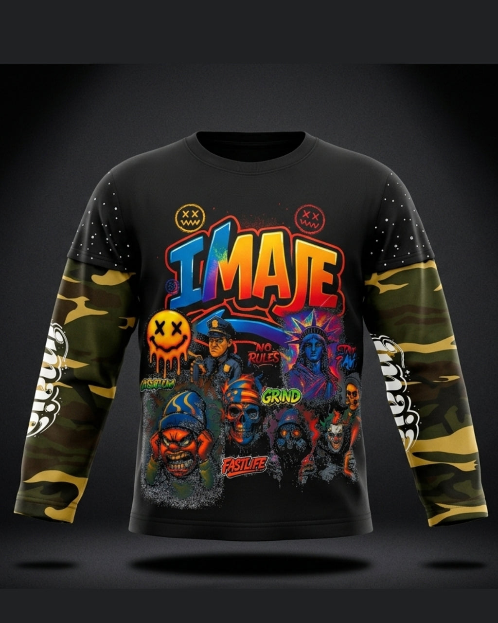 IMAJÉ Authentics Kids Fast Life Long Sleeve Tee - Camo