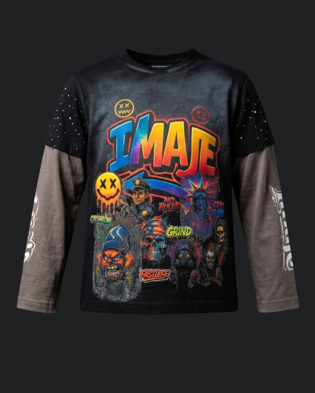 IMAJÉ Authentics Kids Fast Life Long Sleeve Tee - Gray