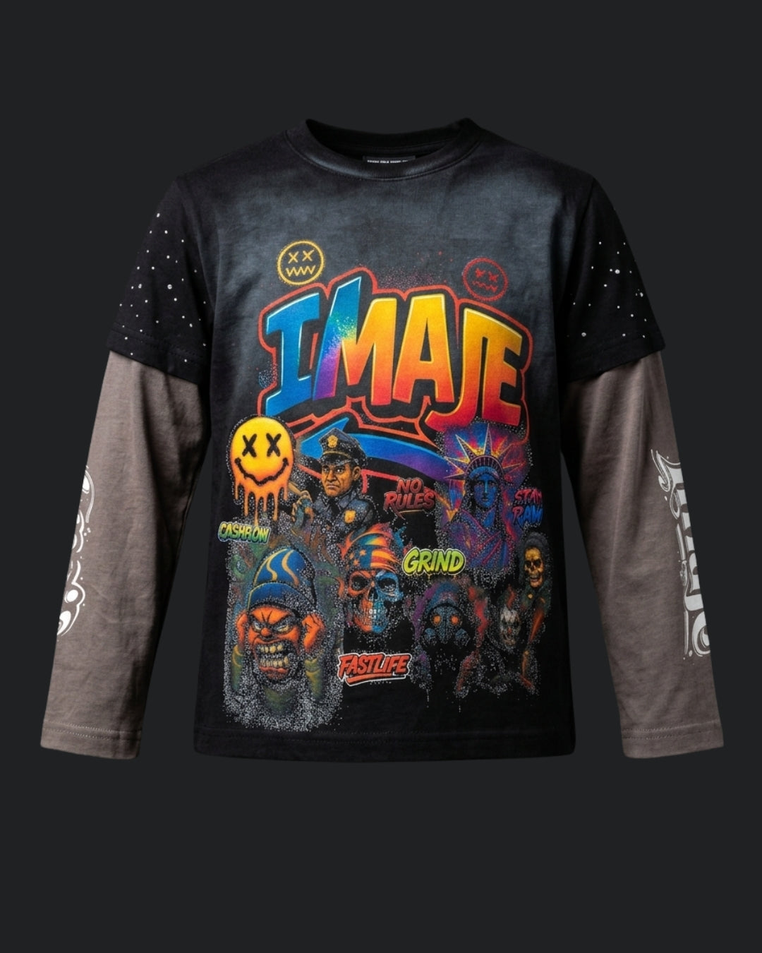 IMAJÉ Authentics Kids Fast Life Long Sleeve Tee - Gray