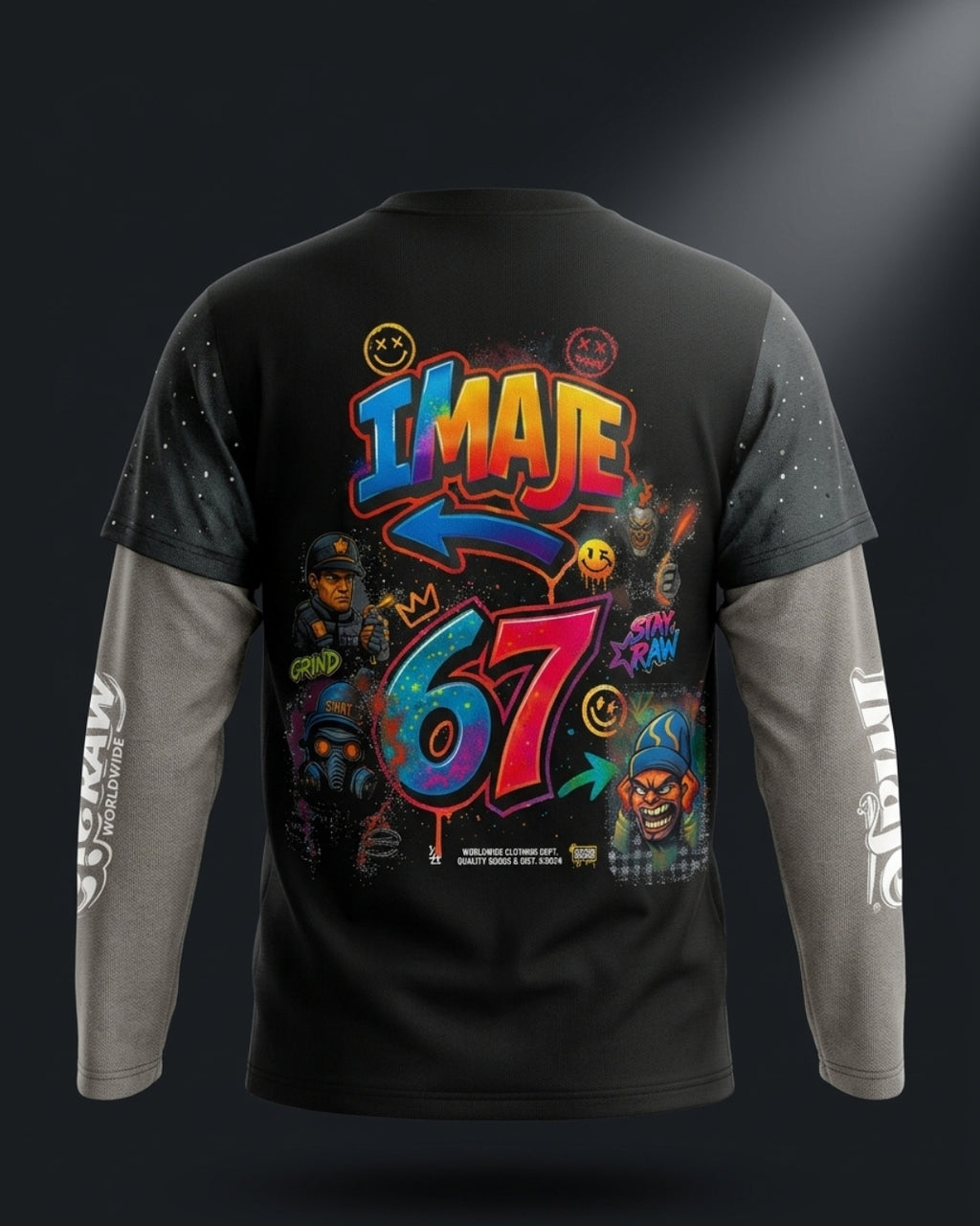 IMAJÉ Authentics Fast Life Long Sleeve Tee - Gray Sleeves