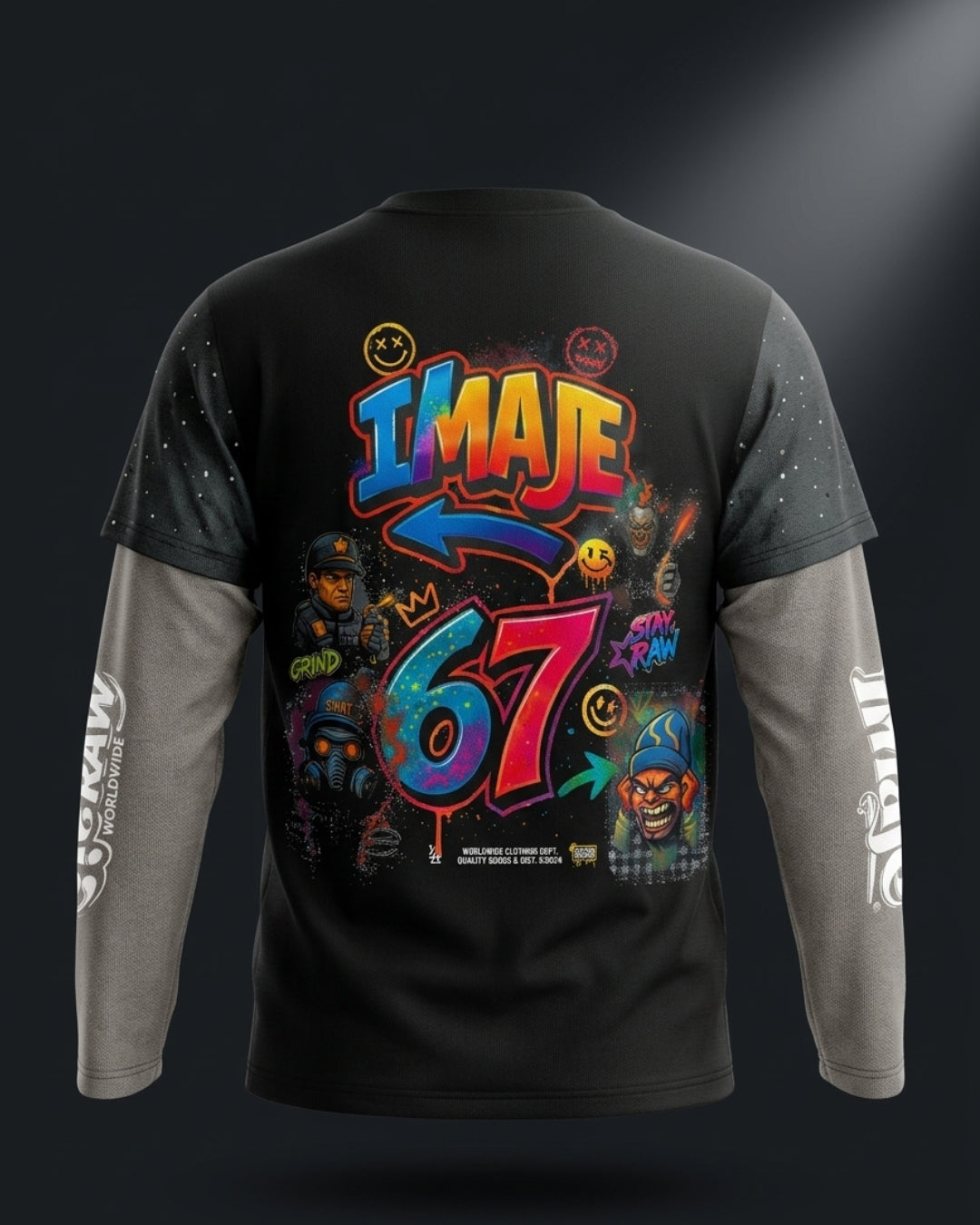 IMAJÉ Authentics Fast Life Long Sleeve Tee - Gray Sleeves