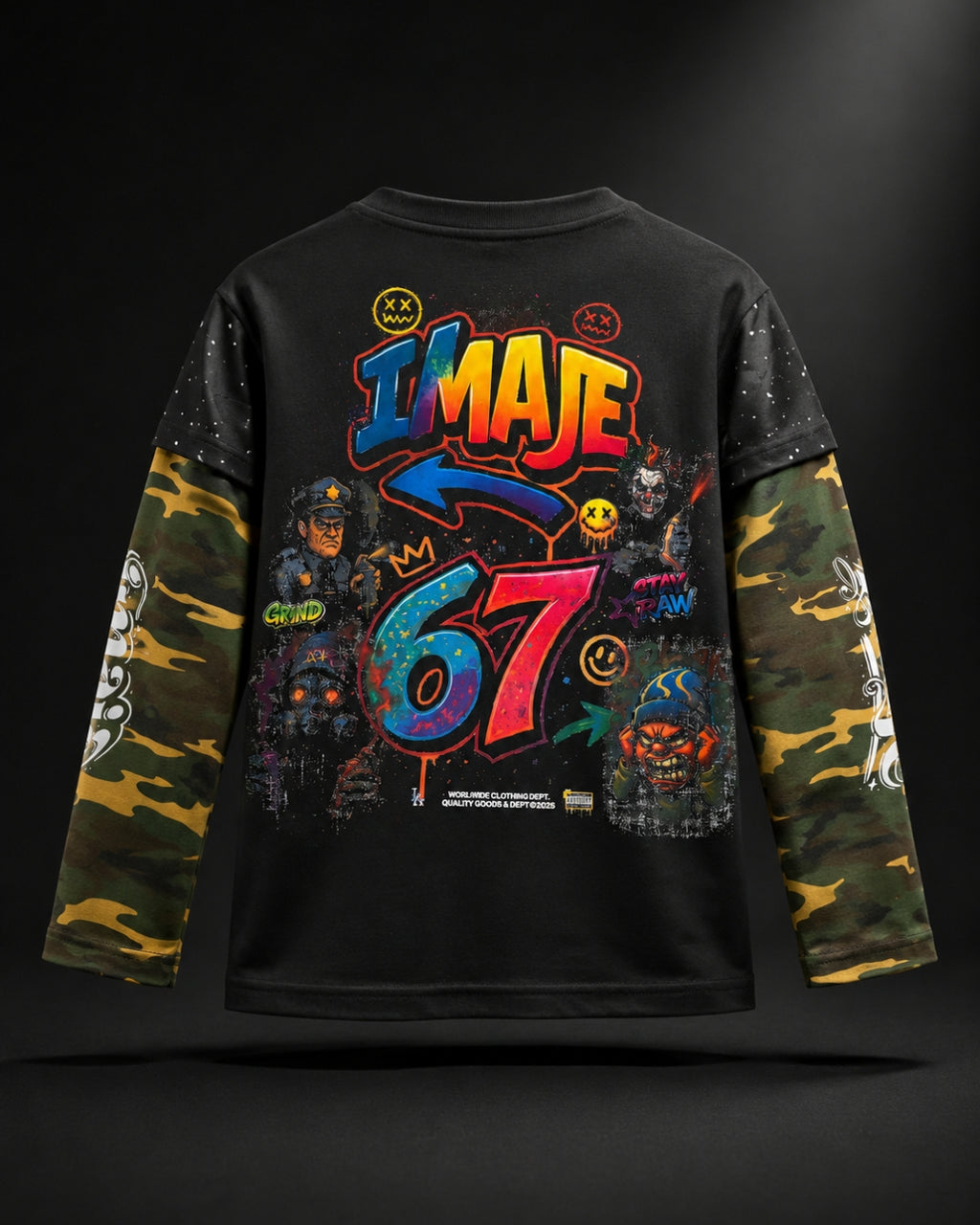IMAJÉ Authentics Kids Fast Life Long Sleeve Tee - Camo
