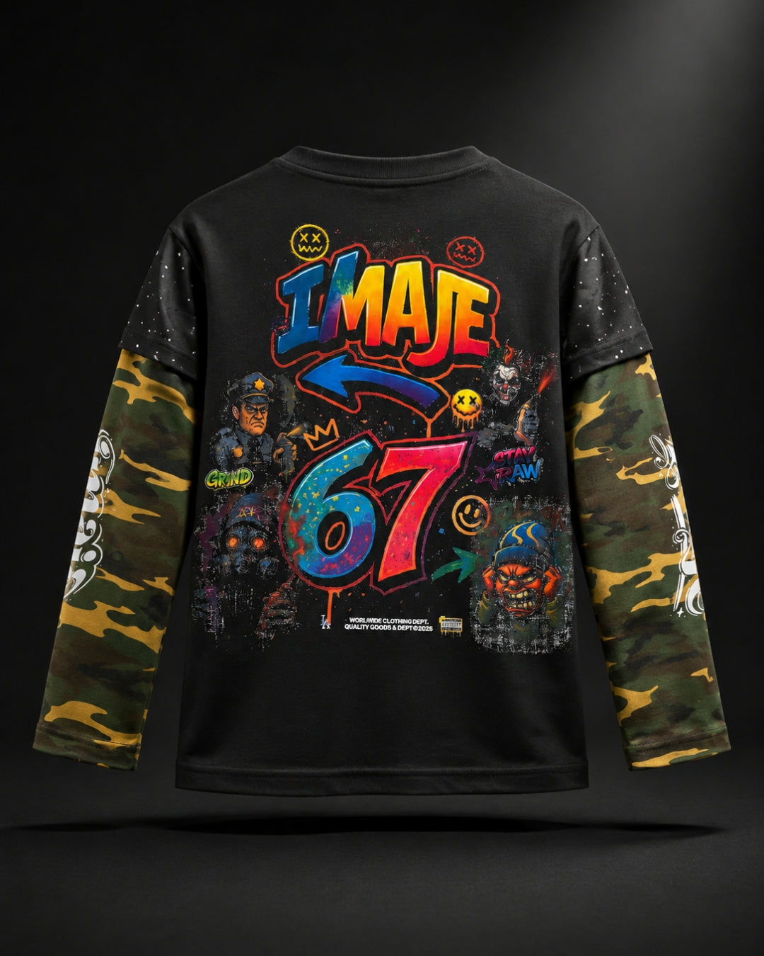 IMAJÉ Authentics Kids Fast Life Long Sleeve Tee - Camo