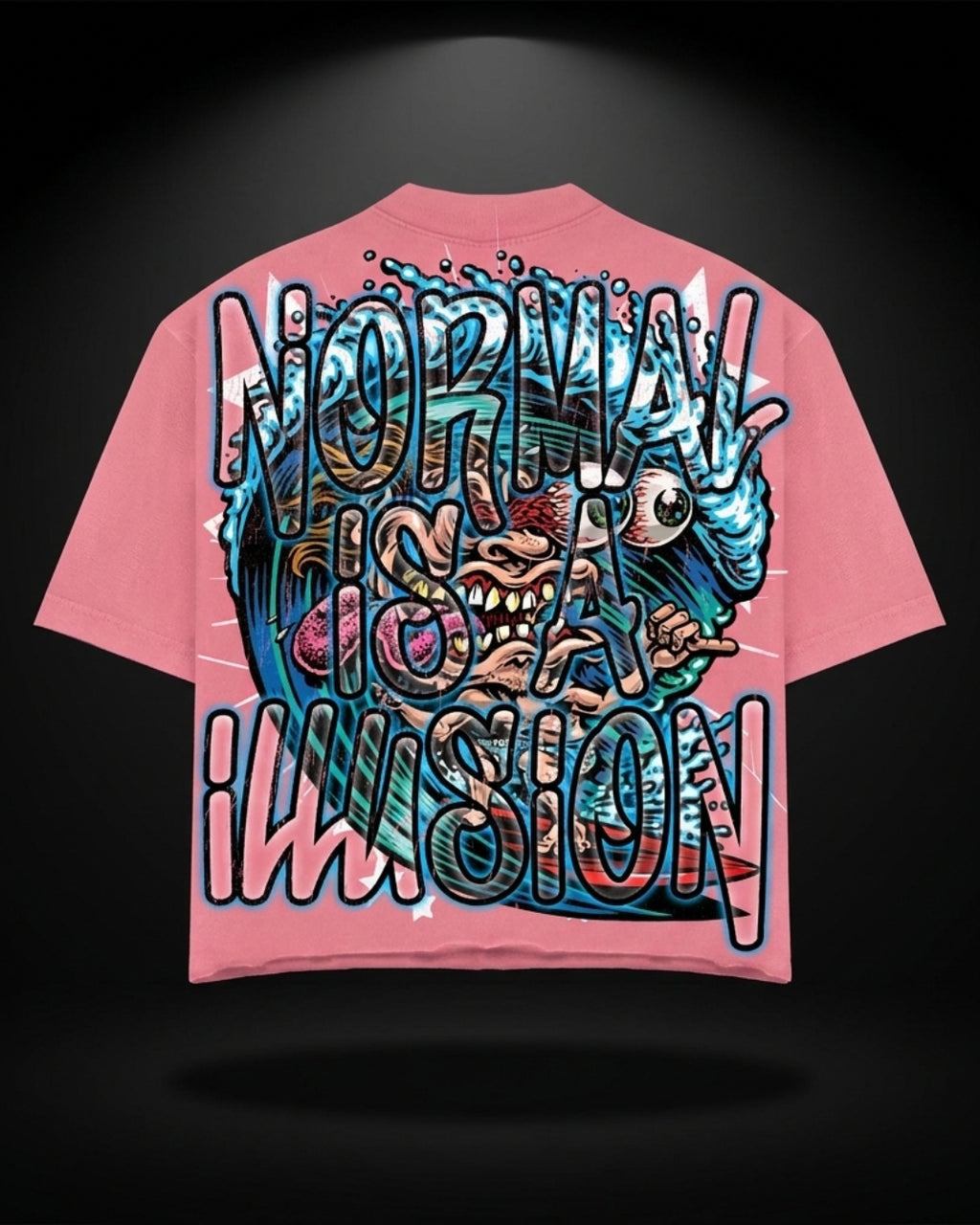 IMAJÉ Authentics “Normal Is An Illusion” Monster Skater Tee – Pink