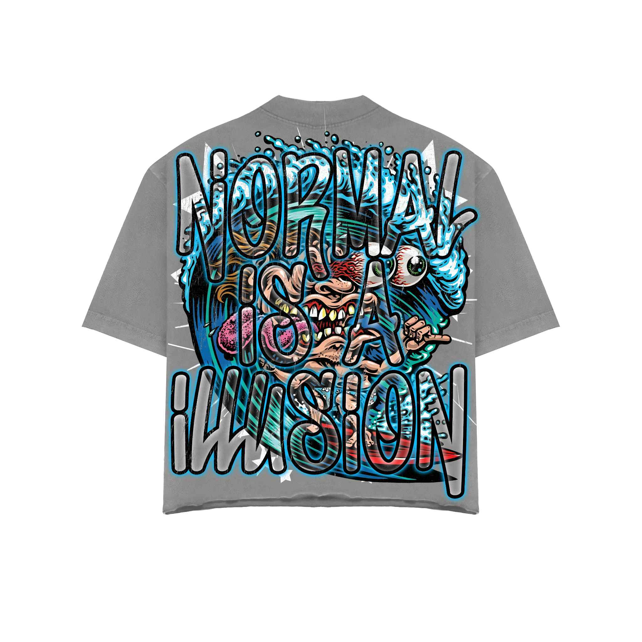 Imaje “Normal Is An Illusion” Monster Skater Tee – Gray
