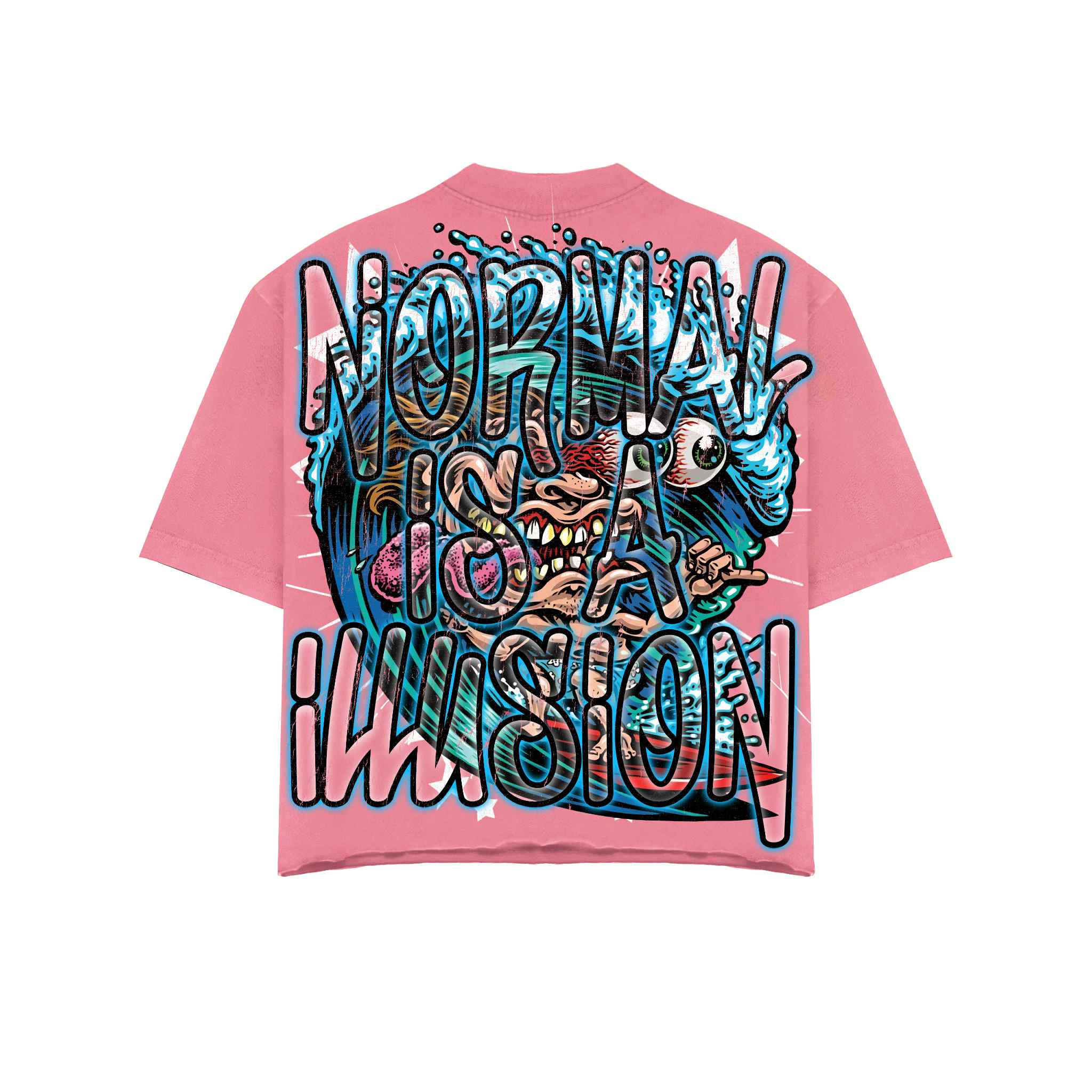 Imaje “Normal Is An Illusion” Monster Skater Tee – Pink